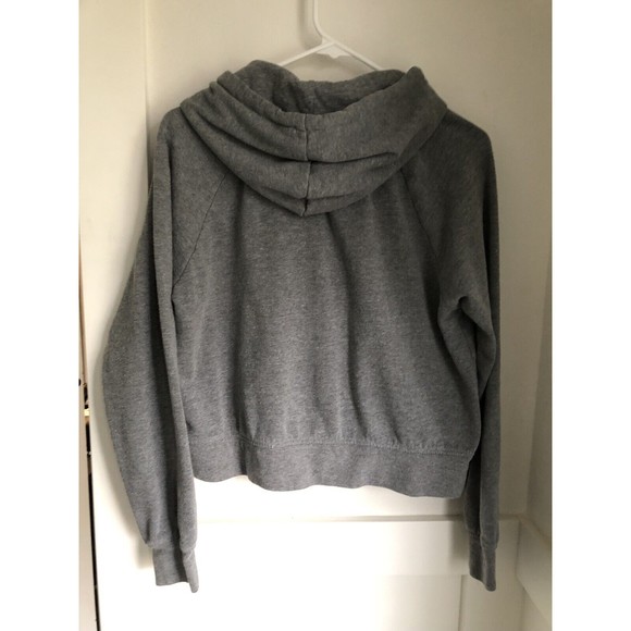 Zumiez Womans Gray Emoji Cropped Hoodie by A. Lab Ying-Yang Winking Pizza Size L - Picture 2 of 5